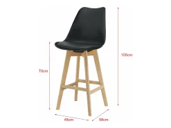 Conjunto de 6 banquetas de bar em plástico sintético acabamento em faia 105 x 48 x 58 cm pretas 03_0008728