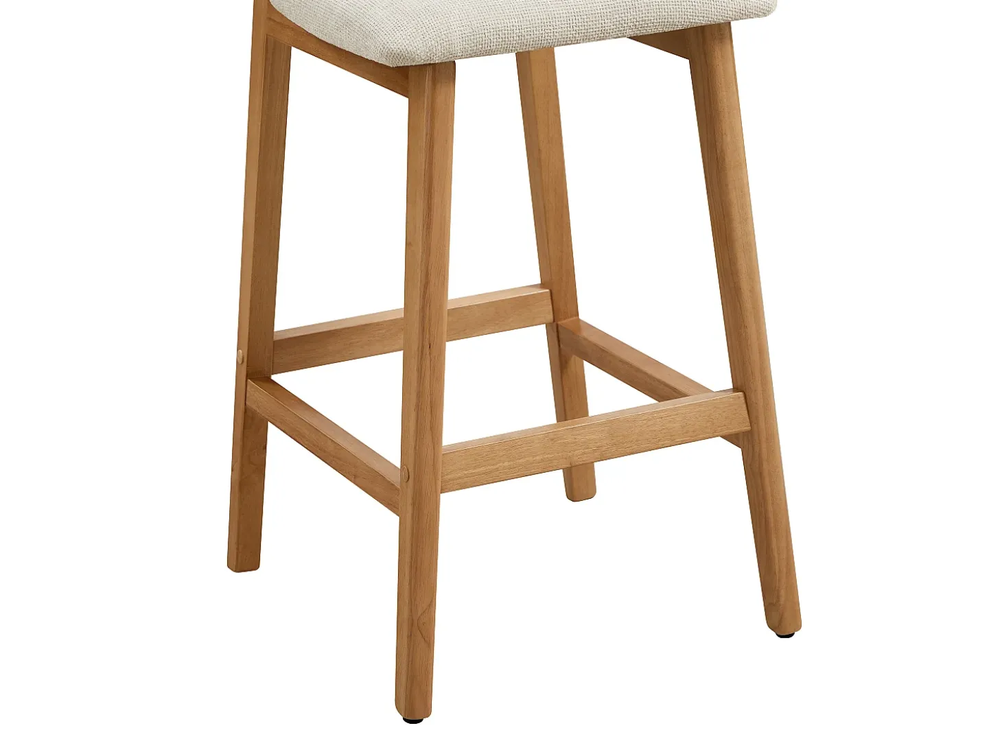 Conjunto de 2 banquetas em tecido texturizado e madeira de seringueira natural - Bege - LEDIRA