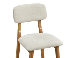 Conjunto de 2 banquetas em tecido texturizado e madeira de seringueira natural - Bege - LEDIRA