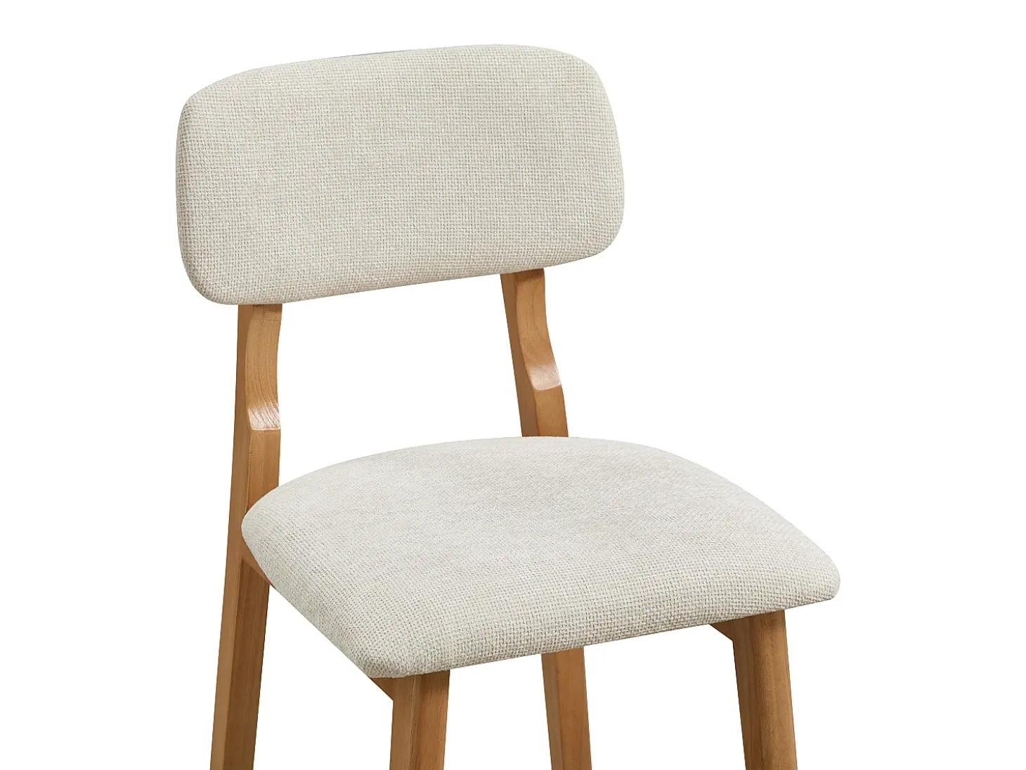 Conjunto de 2 banquetas em tecido texturizado e madeira de seringueira natural - Bege - LEDIRA
