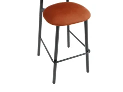 Conjunto de 2 banquetas em veludo e metal preto - Terracotta - LAKABI