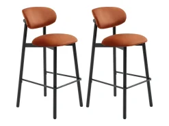 Conjunto de 2 banquetas em veludo e metal preto - Terracotta - LAKABI