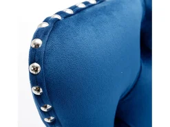 Conjunto de 2 banquetas giratórias em veludo - Altura regulável de 63,5 a 84 cm - Azul e prateado