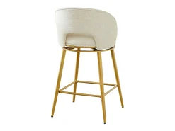 Conjunto de 2 banquetas giratórias em tecido chenille bege - Estrutura em metal dourado