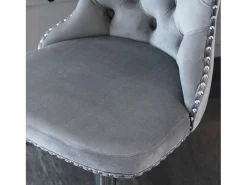 Conjunto de 2 banquetas giratórias em veludo - Altura regulável de 63,5 a 84 cm - Cinza e prateado