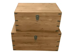 Conjunto de 2 baús de madeira, C. 70 x L. 46 x A. 35 cm e C. 60 x L. 38 x A. 30 cm, MALOUEN