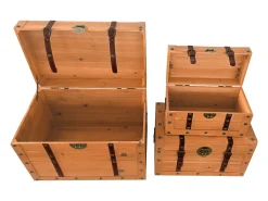 Conjunto de 3 baús em madeira de abeto e MDF - 3 tamanhos - Natural - ESPARTA