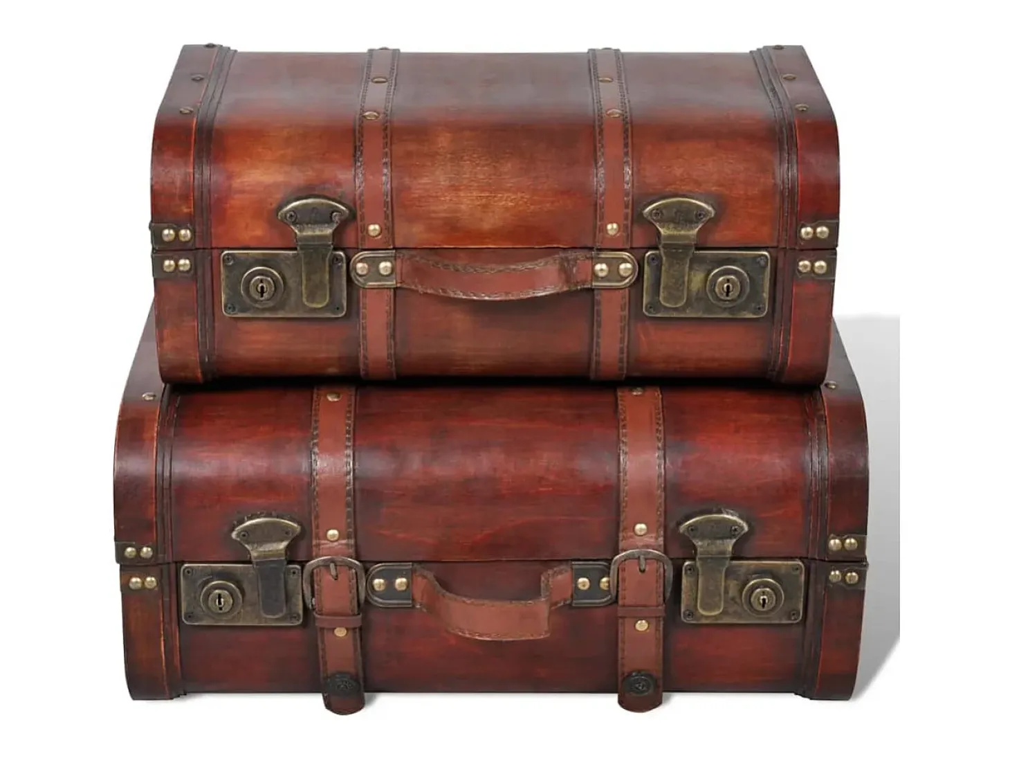 Conjunto de 2 baus de madeira castanhos 2 peças PT886115