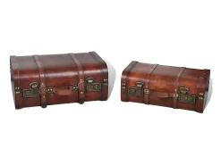Conjunto de 2 baus de madeira castanhos 2 peças PT886115