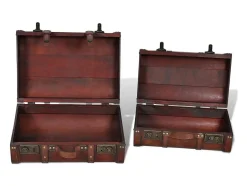 Conjunto de 2 baus de madeira castanhos 2 peças PT886115