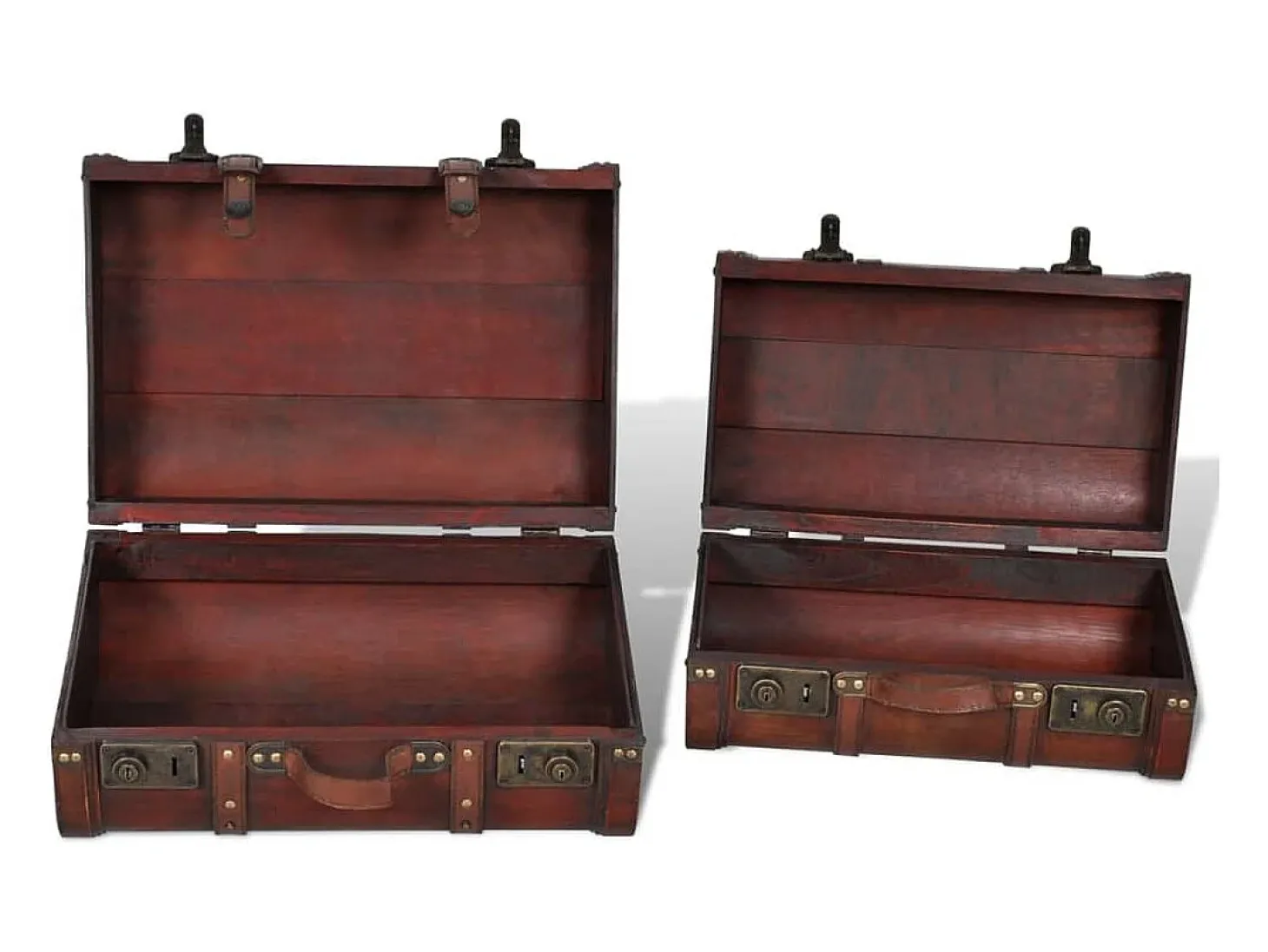 Conjunto de 2 baus de madeira castanhos 2 peças PT886115