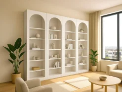 Conjunto de 4 bibliotecas com 6 nichos branco - CYMORA