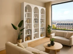 Conjunto de 3 bibliotecas com 6 nichos branco - CYMORA