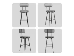 Conjunto de 4 cadeiras de bar – cinza, estilo industrial, encosto, altura 65 cm