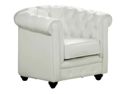 Conjunto de 2 cadeiras em pele sintética Branco - CHESTERFIELD