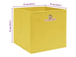 Conjunto de 4 Caixas de Arrumação Amarelas 32x32x32 cm