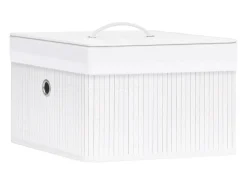 Conjunto de 4 Caixas de Arrumação em Bambu Branco para Organização