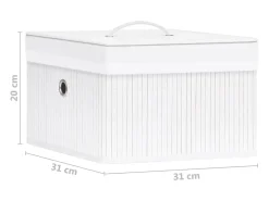 Conjunto de 4 Caixas de Arrumação em Bambu Branco para Organização