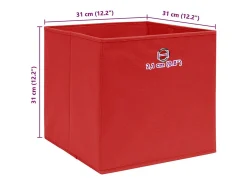 Conjunto de 4 Caixas de Arrumação Vermelhas 32x32x32 cm para Organização Doméstica