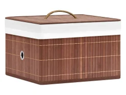 Conjunto de 4 Caixas de Arrumação em Bambu Castanho para Organizar Sua Casa
