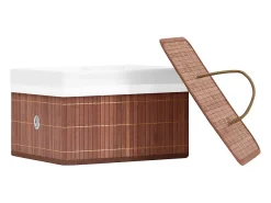 Conjunto de 4 Caixas de Arrumação em Bambu Castanho para Organizar Sua Casa