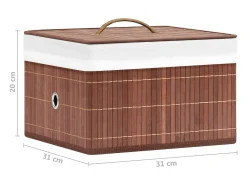 Conjunto de 4 Caixas de Arrumação em Bambu Castanho para Organizar Sua Casa