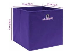 Conjunto de 4 Caixas de Arrumação em Tecido Roxo 32x32x32 cm