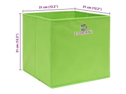 Conjunto de 4 Caixas de Arrumação Dobráveis em Tecido Verde 32x32x32 cm