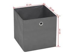 Conjunto de 4 Caixas de Arrumação Cinzentas em TNT 32x32x32 cm