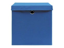 Conjunto de 10 Caixas de Arrumação com Tampas em Tecido Azul - 32x32x32 cm
