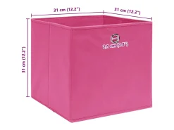 Conjunto de 4 Caixas de Arrumação Rosa 32x32x32 cm em Tecido Dobrável