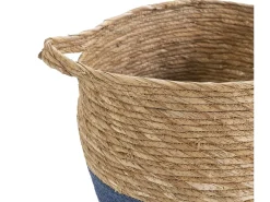 Conjunto de 3 cestas Anxo de fibra natural com alças, azul/natural.