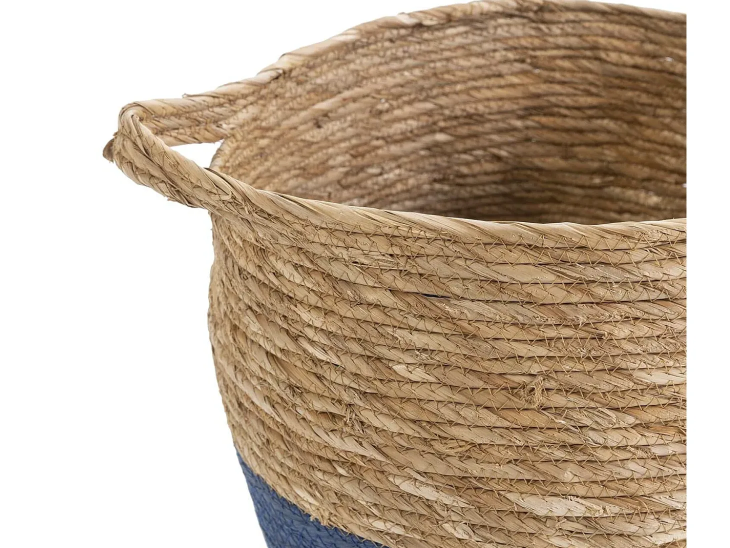 Conjunto de 3 cestas Anxo de fibra natural com alças, azul/natural.