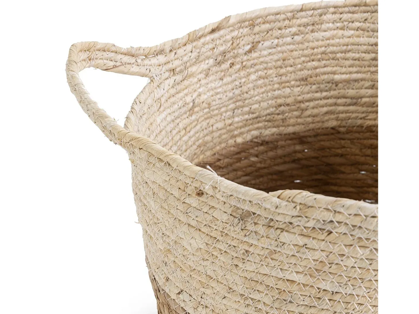 Conjunto de 3 cestas Brais de fibra natural com alças, branco/natural.