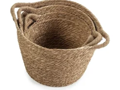 Conjunto de 3 cestas Icia de fibra natural com alças
