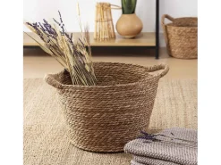 Conjunto de 3 cestas Icia de fibra natural com alças