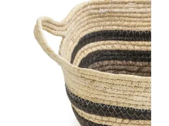 Conjunto de 3 cestas Luar de fibra natural e papel, marrom/bege com alças.