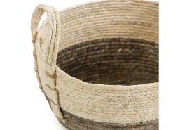 Conjunto de 3 cestas Xiana de fibra natural com alças, branco/marrom.