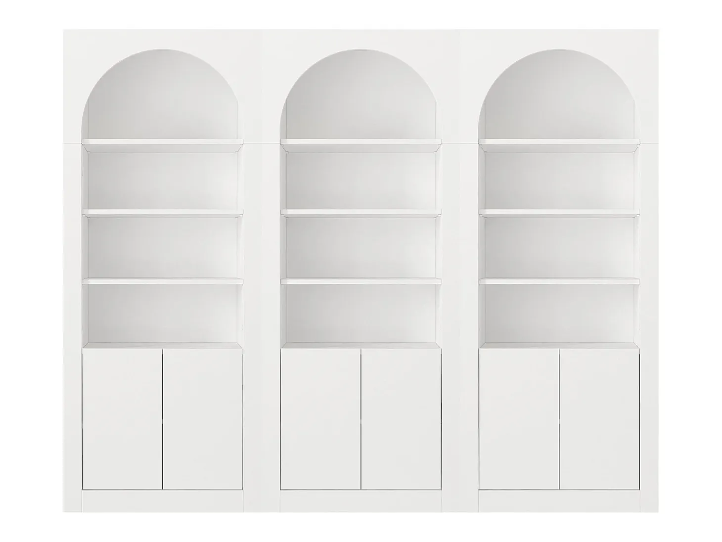 Conjunto de 3 estantes com 4 nichos e 2 portas - Branco - CYMORA