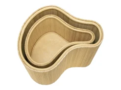 Conjunto de 2 mesas de apoio, caixas orgânicas rotim A45 cm x A33,5 cm cor natural MARSA
