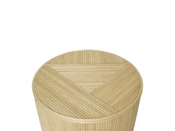 Conjunto de 2 mesas de apoio com arrumação redondas rotim D44 e D50 cor natural GABES