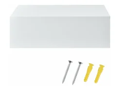 Conjunto de 2 mesas de cabeceira/prateleiras de parede para quarto com 2 gavetas 46 cm laqueadas a branco 03_0000010