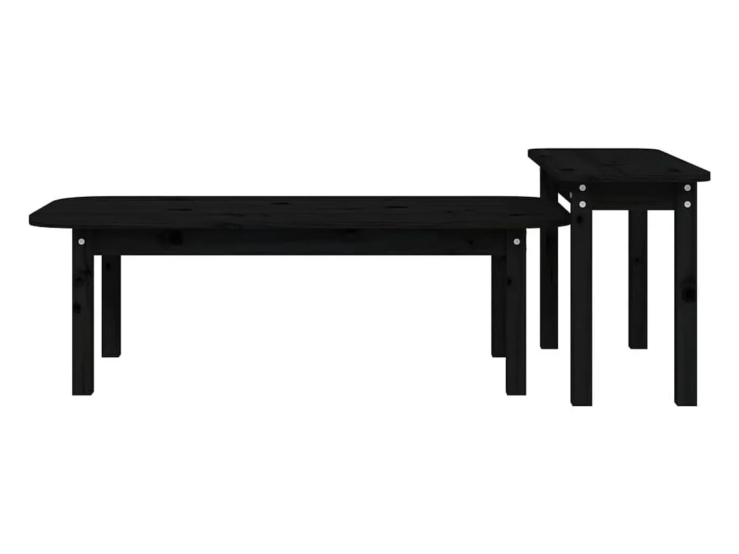 Conjunto de 2 Mesas de Centro | Mesa de apoio pinho maciço preto