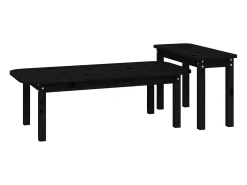 Conjunto de 2 Mesas de Centro | Mesa de apoio pinho maciço preto