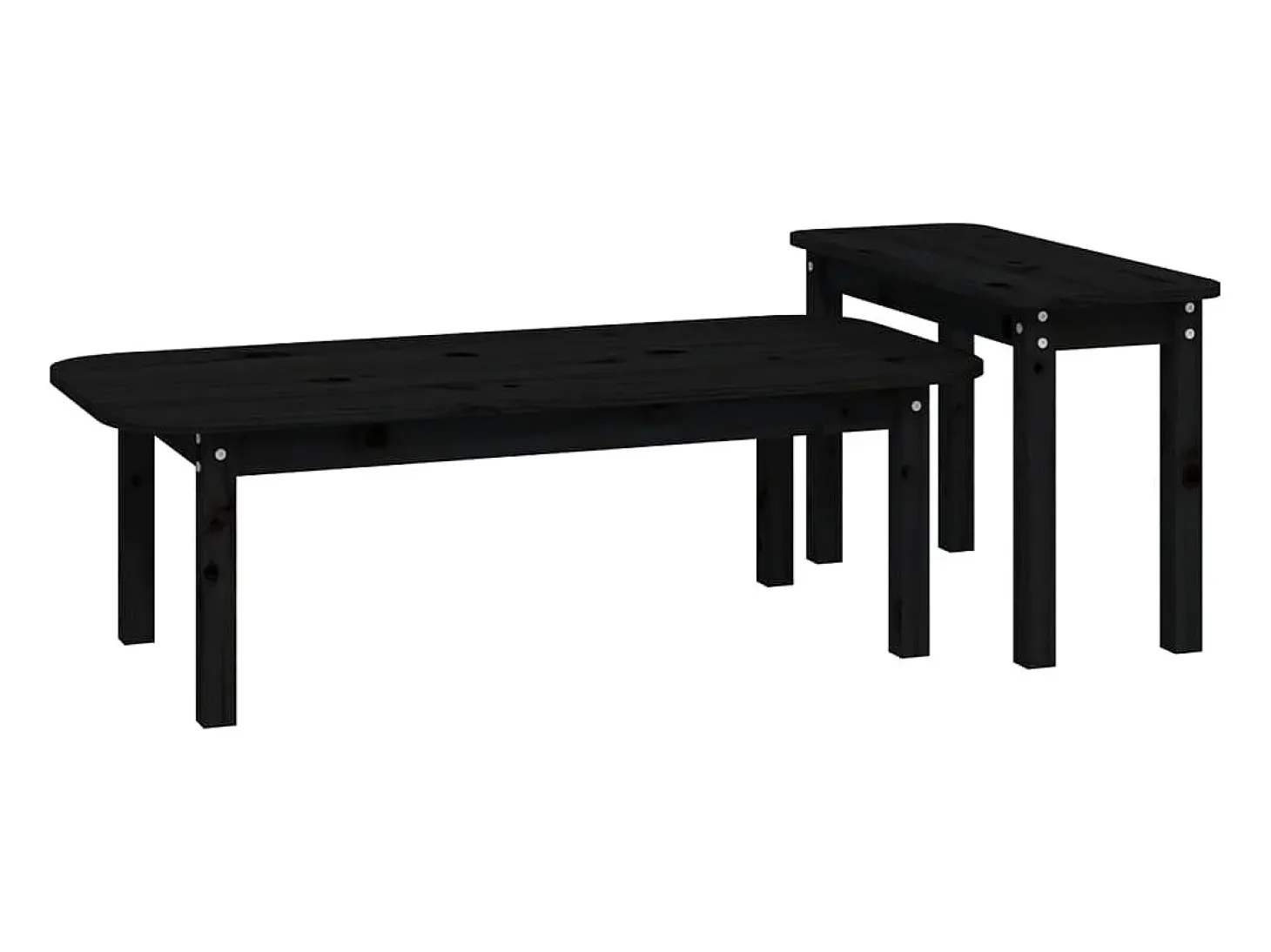 Conjunto de 2 Mesas de Centro | Mesa de apoio pinho maciço preto