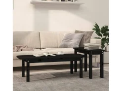 Conjunto de 2 Mesas de Centro | Mesa de apoio pinho maciço preto