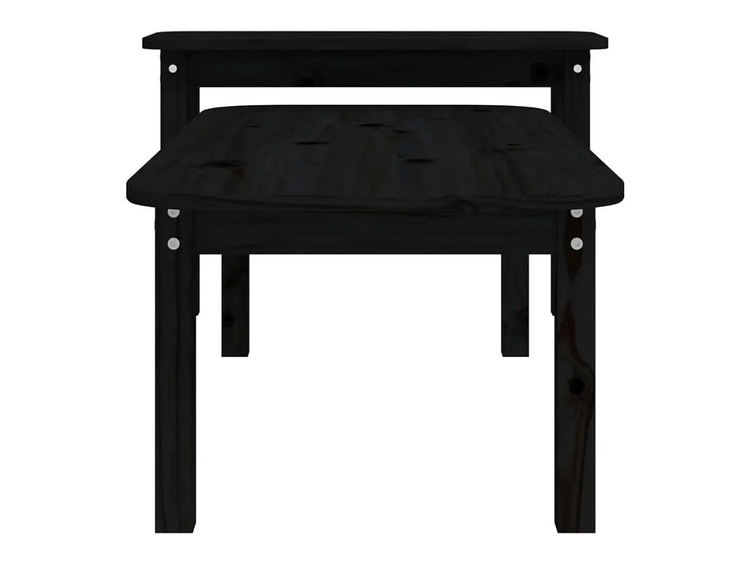 Conjunto de 2 Mesas de Centro | Mesa de apoio pinho maciço preto