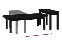 Conjunto de 2 Mesas de Centro | Mesa de apoio pinho maciço preto