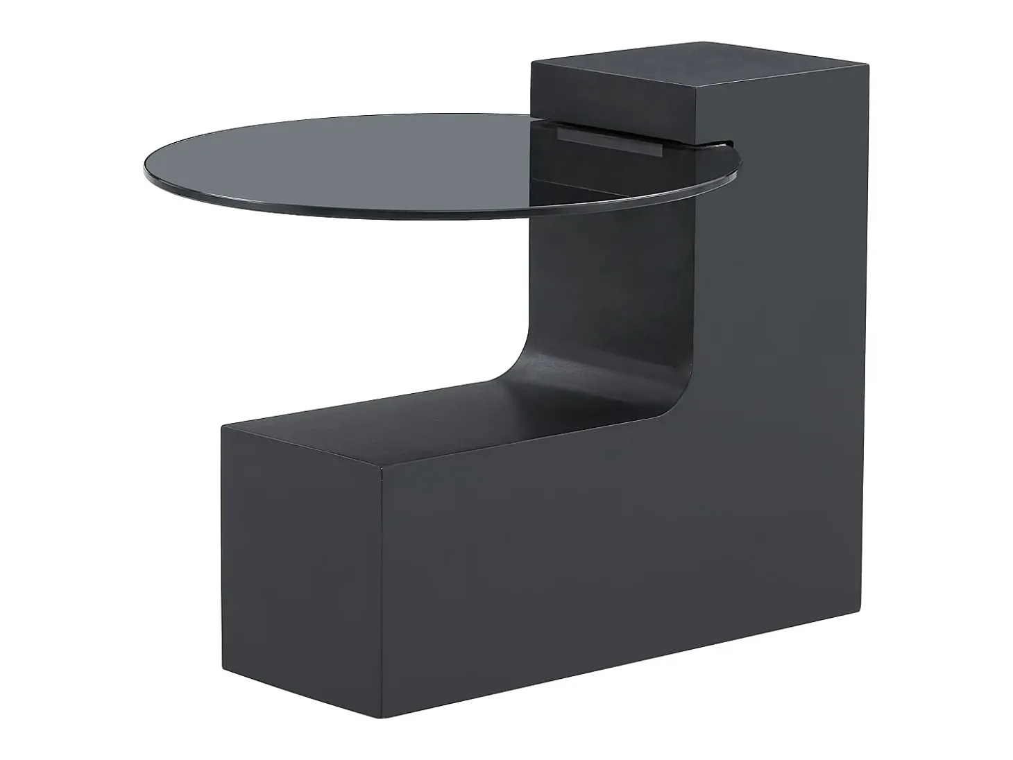 Conjunto de 2 mesas de centro - Mesas redondas com efeito mármore - Madeira MDF + vidro - Branco e preto
