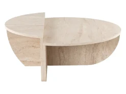 Conjunto de 2 mesas de cento efeito travertino bege - ALOEVA